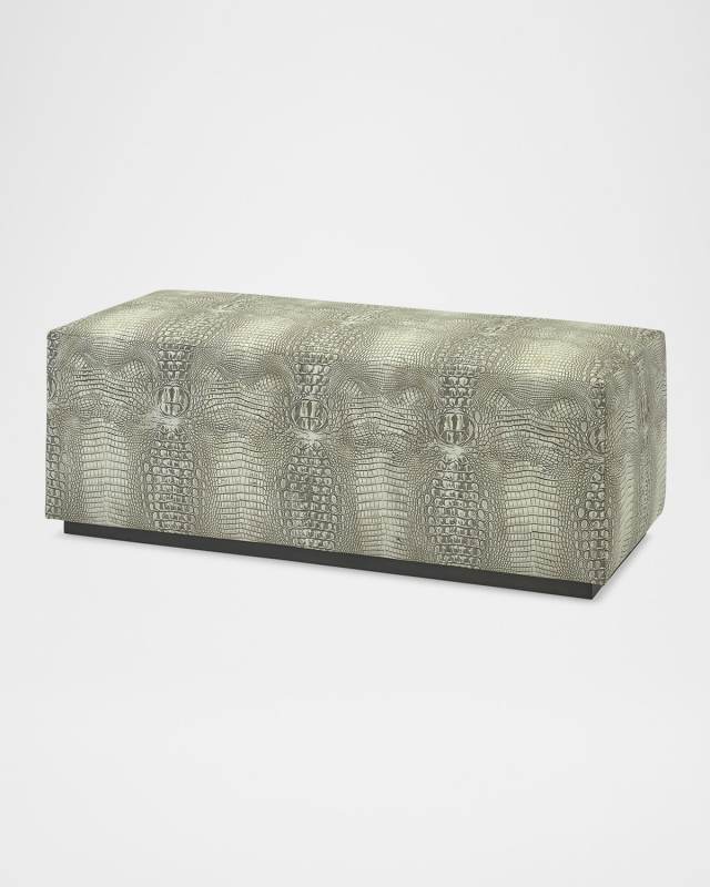 Darana Embossed Leather Bench, 48"